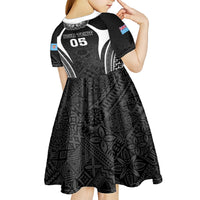 Custom Fiji Rugby Kid Short Sleeve Dress Fijian Warrior Black LT05 - Polynesian Pride