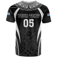 Custom Fiji Rugby T Shirt Fijian Warrior Black