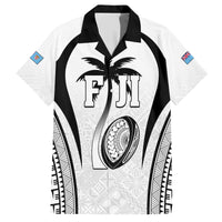 Custom Fiji Rugby Family Matching Short Sleeve Bodycon Dress and Hawaiian Shirt Fijian Warrior White LT05 Dad's Shirt - Short Sleeve White - Polynesian Pride