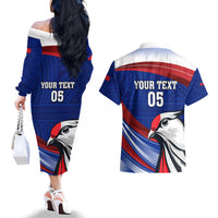 Custom Samoa Rugby Couples Matching Off The Shoulder Long Sleeve Dress and Hawaiian Shirt Manuma Ptilinopus Perousii LT05 - Polynesian Pride