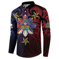 Haiti Philippines Button Sweatshirt Haitian Coat Of Arms With Filipino Sun LT05 - Polynesian Pride