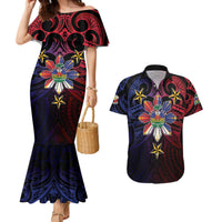 Haiti Philippines Couples Matching Mermaid Dress and Hawaiian Shirt Haitian Coat Of Arms With Filipino Sun LT05 Black - Polynesian Pride