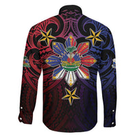 Haiti Philippines Family Matching Mermaid Dress and Hawaiian Shirt Haitian Coat Of Arms With Filipino Sun LT05 - Polynesian Pride