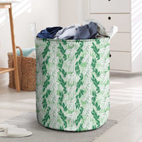 Hawaii Ti Leaf Maile Tuberose Lei Laundry Basket With Hanalei Leaf Green LT05 Green - Polynesian Pride