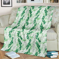 Hawaii Ti Leaf Maile Tuberose Lei Blanket With Hanalei Leaf Green LT05 - Polynesian Pride