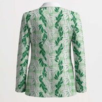 Hawaii Ti Leaf Maile Tuberose Lei Blazer With Hanalei Leaf Green LT05 - Polynesian Pride