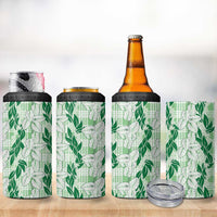 Hawaii Ti Leaf Maile Tuberose Lei 4 in 1 Can Cooler Tumbler With Hanalei Leaf Green LT05 - Polynesian Pride