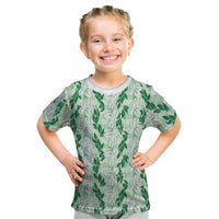 Hawaii Ti Leaf Maile Tuberose Lei Kid T Shirt With Hanalei Leaf Green LT05 Green - Polynesian Pride