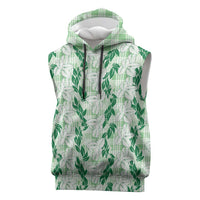Hawaii Ti Leaf Maile Tuberose Lei Sleeveless Hoodie With Hanalei Leaf Green LT05 Green - Polynesian Pride
