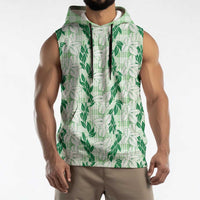 Hawaii Ti Leaf Maile Tuberose Lei Sleeveless Hoodie With Hanalei Leaf Green LT05 - Polynesian Pride