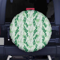 Hawaii Ti Leaf Maile Tuberose Lei Spare Tire Cover With Hanalei Leaf Green LT05 No hole Green - Polynesian Pride