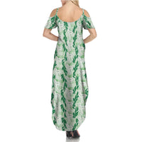 Hawaii Ti Leaf Maile Tuberose Lei Summer Maxi Dress With Hanalei Leaf Green LT05 - Polynesian Pride