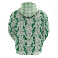 Hawaii Ti Leaf Maile Tuberose Lei Zip Hoodie With Hanalei Leaf Green LT05 - Polynesian Pride