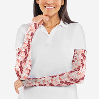Hawaii Ti Leaf Maile Tuberose Lei Arm Sleeves With Hanalei Leaf Red LT05 - Polynesian Pride