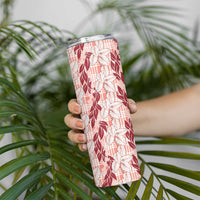 Hawaii Ti Leaf Maile Tuberose Lei Skinny Tumbler With Hanalei Leaf Red LT05 - Polynesian Pride
