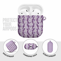 Hawaii Ti Leaf Maile Tuberose Lei AirPods Case With Hanalei Leaf Purple LT05 - Polynesian Pride