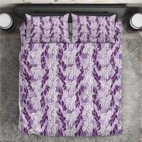 Hawaii Ti Leaf Maile Tuberose Lei Bedding Set With Hanalei Leaf Purple LT05 Purple - Polynesian Pride