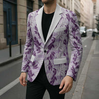 Hawaii Ti Leaf Maile Tuberose Lei Blazer With Hanalei Leaf Purple LT05 - Polynesian Pride