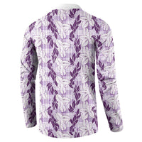 Hawaii Ti Leaf Maile Tuberose Lei Button Sweatshirt With Hanalei Leaf Purple LT05 - Polynesian Pride