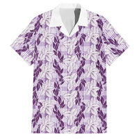 Hawaii Ti Leaf Maile Tuberose Lei Family Matching Mermaid Dress and Hawaiian Shirt With Hanalei Leaf Purple LT05 Dad's Shirt - Short Sleeve Purple - Polynesian Pride