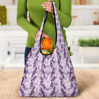 Hawaii Ti Leaf Maile Tuberose Lei Grocery Bag With Hanalei Leaf Purple LT05 - Polynesian Pride