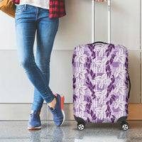 Hawaii Ti Leaf Maile Tuberose Lei Luggage Cover With Hanalei Leaf Purple