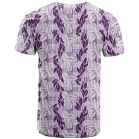 Hawaii Ti Leaf Maile Tuberose Lei T Shirt With Hanalei Leaf Purple LT05 - Polynesian Pride