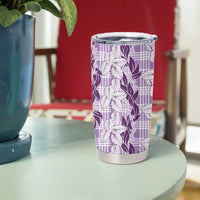 Hawaii Ti Leaf Maile Tuberose Lei Tumbler Cup With Hanalei Leaf Purple LT05 - Polynesian Pride