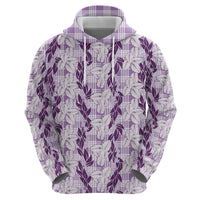 Hawaii Ti Leaf Maile Tuberose Lei Zip Hoodie With Hanalei Leaf Purple LT05 - Polynesian Pride