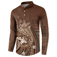Samoa Tatau Marlin Button Sweatshirt With Siapo Motifs Brown