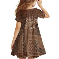 Samoa Tatau Marlin Family Matching Tank Maxi Dress and Hawaiian Shirt With Siapo Motifs Brown