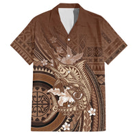 Samoa Tatau Marlin Family Matching Tank Maxi Dress and Hawaiian Shirt With Siapo Motifs Brown