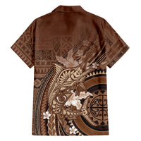 Samoa Tatau Marlin Family Matching Tank Maxi Dress and Hawaiian Shirt With Siapo Motifs Brown