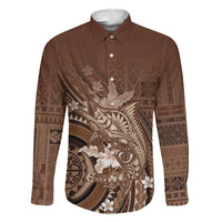 Samoa Tatau Marlin Family Matching Tank Maxi Dress and Hawaiian Shirt With Siapo Motifs Brown