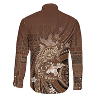 Samoa Tatau Marlin Family Matching Tank Maxi Dress and Hawaiian Shirt With Siapo Motifs Brown