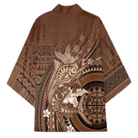 Samoa Tatau Marlin Kimono With Siapo Motifs Brown