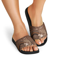 Samoa Tatau Marlin Slide Sandals With Siapo Motifs Brown LT05 - Polynesian Pride