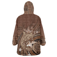 Samoa Tatau Marlin Wearable Blanket Hoodie With Siapo Motifs Brown LT05 - Polynesian Pride
