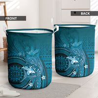 Samoa Tatau Marlin Laundry Basket With Siapo Motifs Teal