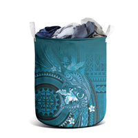 Samoa Tatau Marlin Laundry Basket With Siapo Motifs Teal