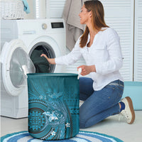 Samoa Tatau Marlin Laundry Basket With Siapo Motifs Teal