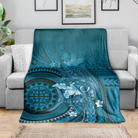 Samoa Tatau Marlin Blanket With Siapo Motifs Teal