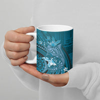 Samoa Tatau Marlin Ceramic Mug With Siapo Motifs Teal