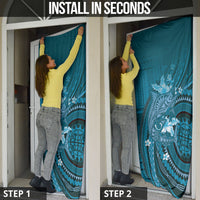 Samoa Tatau Marlin Door Cover With Siapo Motifs Teal