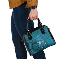 Samoa Tatau Marlin Shoulder Handbag With Siapo Motifs Teal LT05 - Polynesian Pride