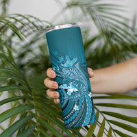 Samoa Tatau Marlin Skinny Tumbler With Siapo Motifs Teal LT05 - Polynesian Pride