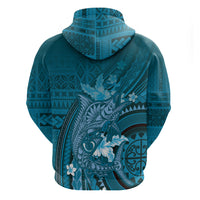 Samoa Tatau Marlin Zip Hoodie With Siapo Motifs Teal LT05 - Polynesian Pride