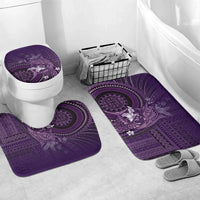 Samoa Tatau Marlin Bathroom Set With Siapo Motifs Violet LT05 Mat Set Only (3 pcs) One Size Violet - Polynesian Pride