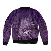 Samoa Tatau Marlin Bomber Jacket With Siapo Motifs Violet LT05 - Polynesian Pride