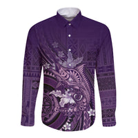 Samoa Tatau Marlin Long Sleeve Button Shirt With Siapo Motifs Violet